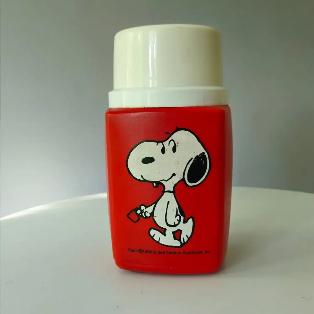 Vintage Snoopy King-Seeley Thermos | Red Plastic 8 oz | MCM 1950s Peanuts